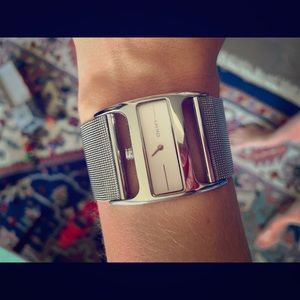 DKNY watch. Silver, sleek style.
